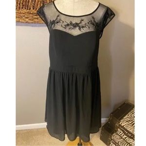 Torrid Dress Black 18 Sheer Illusion Trim A Line Flirty Side Zip